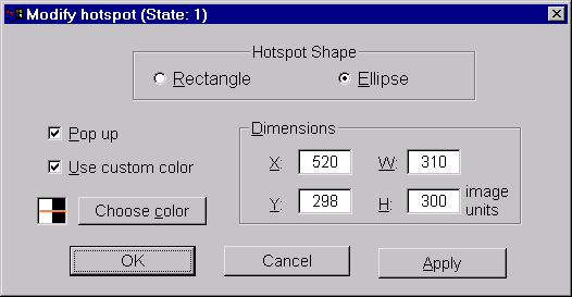'Modify hotspot' dialog.