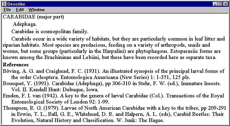 id12 - brief description for 'CARABIDAE (major part)'